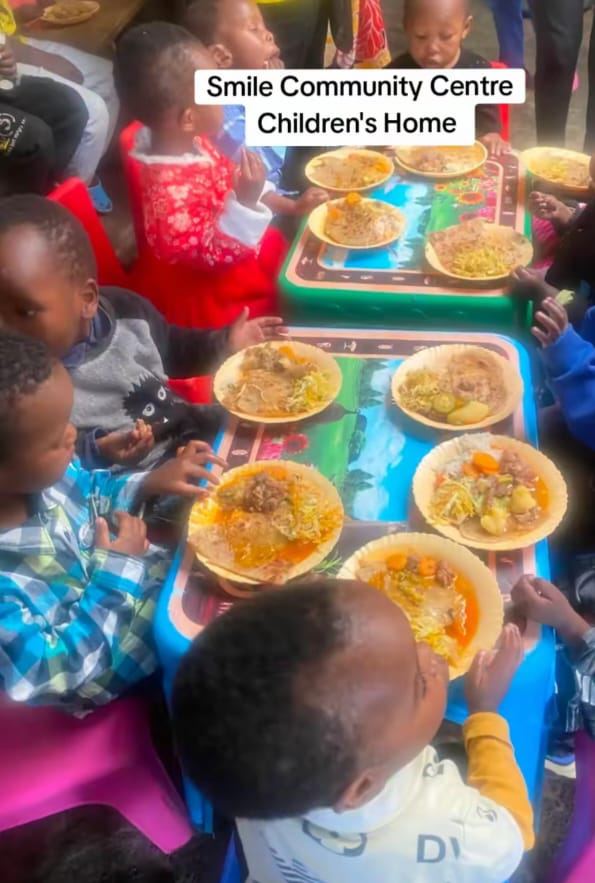 Children having lunch at Smile Community Centre Children's Home